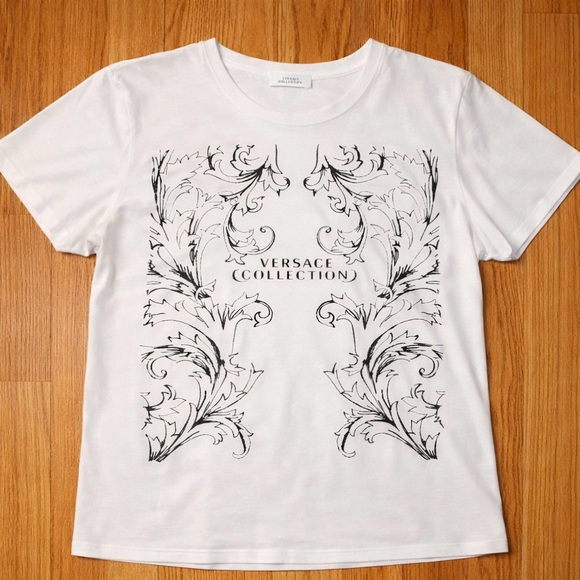 Versace White Black Hibiscus Tshirt